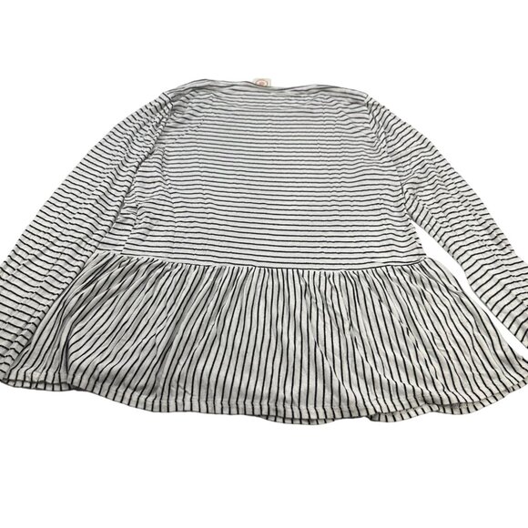 Live In The Moment Womens Sz Med Top Long Sleeve Peplum Hem Black White Preowned - Picture 2 of 12